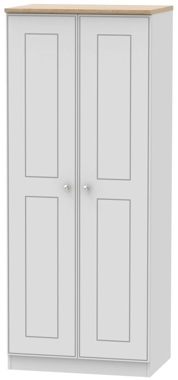 Victoria Grey and Riviera Oak 2 Door Plain Wardrobe