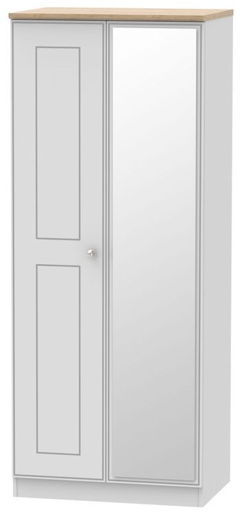 Victoria Grey and Riviera Oak 2 Door 1 Mirror Wardrobe