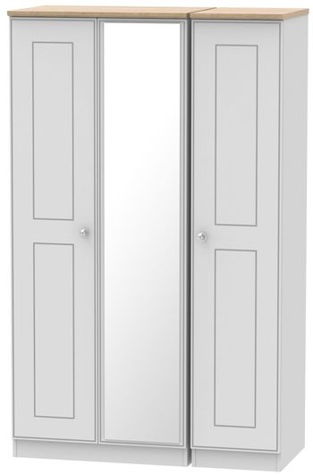 Victoria Grey and Riviera Oak 3 Door 1 Mirror Triple Wardrobe