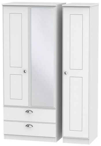 Victoria White 2 Door 1 Mirror Combi Tall Wardrobe