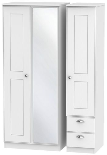 Victoria White 3 Door 1 Mirror RHF 2 Drawer Combi Wardrobe