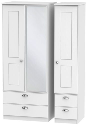 Victoria White 3 Door 1 Mirror LHF 2 Drawer Combi Wardrobe