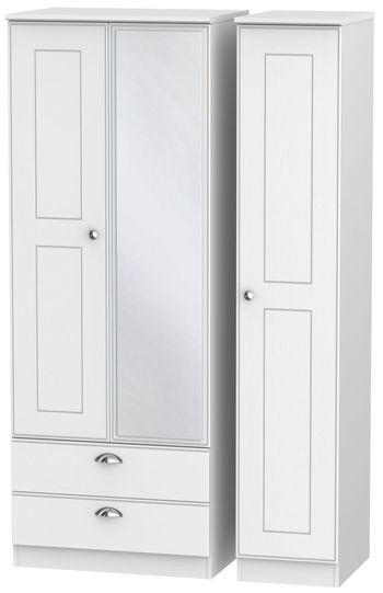 Victoria White 2 Door 1 Mirror Combi Wardrobe