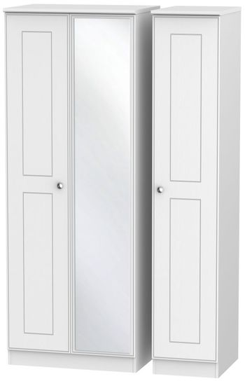 Victoria White 3 Door 1 Mirror Tall Triple Wardrobe