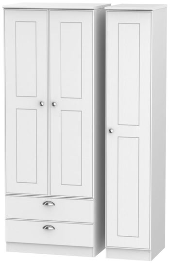 Victoria White 3 Door LHF 2 Drawer Tall Triple Wardrobe