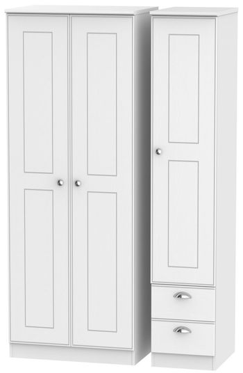 Victoria White 3 Door 1 Mirror Combi Tall Wardrobe