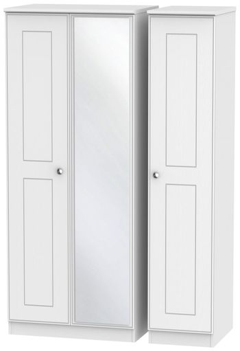 Victoria White 3 Door 1 Mirror Triple Wardrobe
