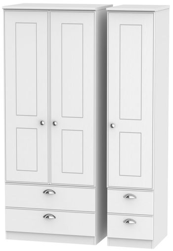 Victoria White 3 Door 1 Mirror Combi Wardrobe
