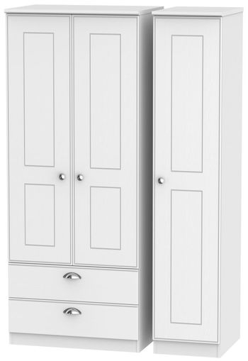 Victoria White 3 Door LHF 2 Drawer Triple Wardrobe