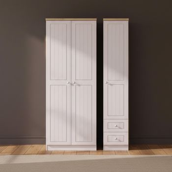 Vienna Cashmere 3 Door RHF 2 Drawer Tall Triple Wardrobe