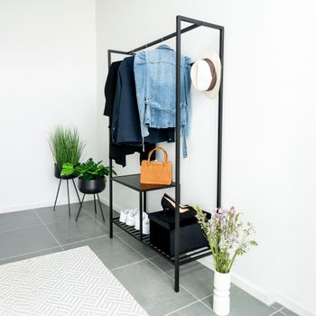 Vita Open Black Melamine Wardrobe