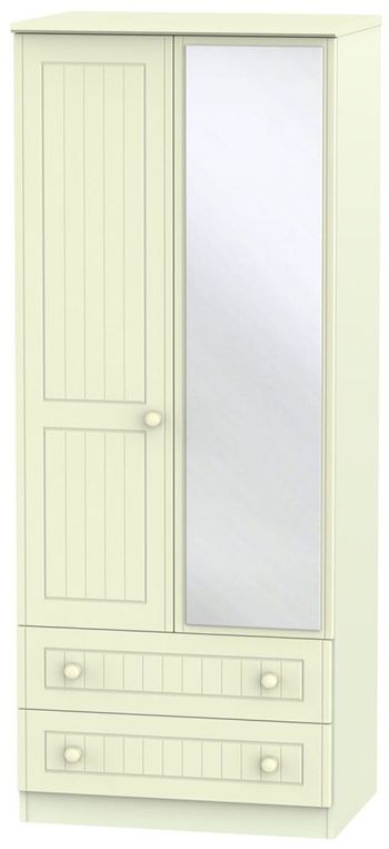 Warwick Cream 2 Door 1 Mirror Combi Wardrobe