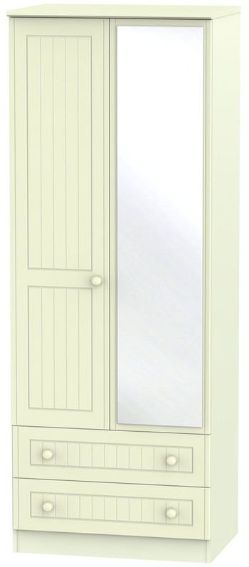 Warwick Cream 2 Door 1 Mirror Combi Tall Wardrobe