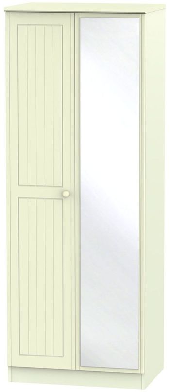 Warwick Cream 2 Door 1 Mirror Tall Wardrobe