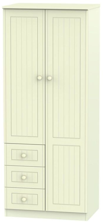 Warwick Cream 2 Door RHF 3 Drawer Wardrobe