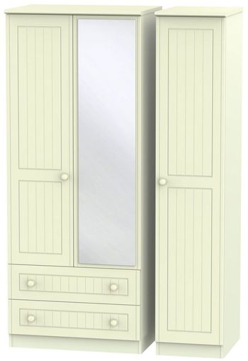 Warwick Cream 3 Door 1 Mirror LHF 2 Drawer Combi Wardrobe