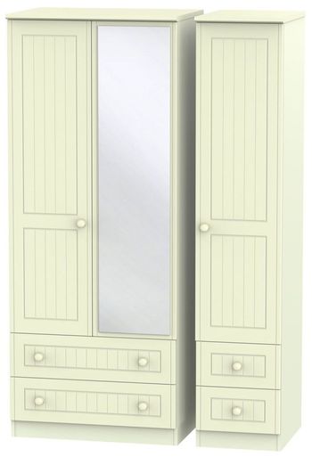 Warwick Cream 3 Door 1 Mirror Combi Wardrobe