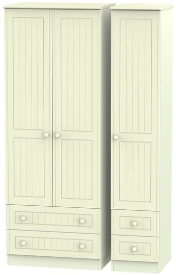Warwick Cream 3 Door 4 Drawer Tall Triple Wardrobe