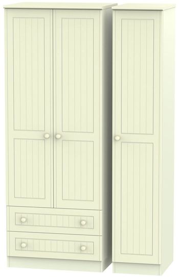 Warwick Cream 3 Door LHF 2 Drawer Wardrobe