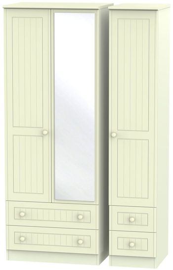 Warwick Cream 3 Door 1 Mirror Tall Wardrobe