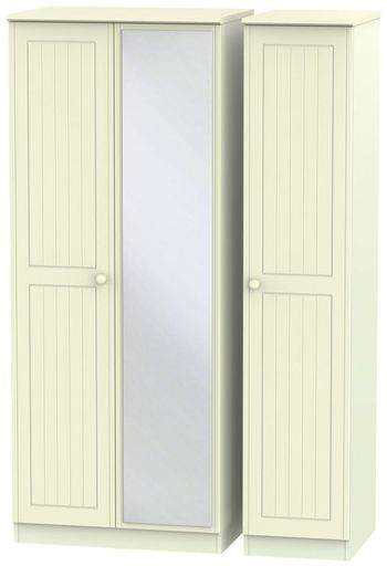 Warwick Cream 3 Door 1 Mirror Triple Wardrobe