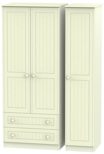 Warwick Cream 3 Door LHF 2 Drawer Triple Wardrobe