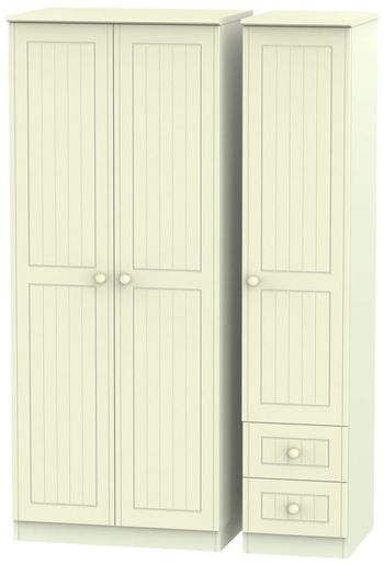 Warwick Cream 3 Door RHF 2 Drawer Triple Wardrobe