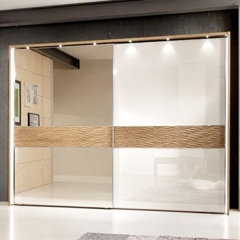 Wega Oak and Champagne Glass 2 Door Mirror Lh Sliding Wardrobe