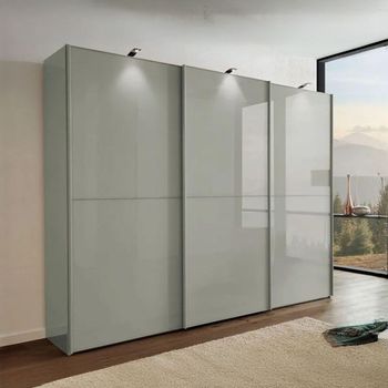Westside 2 Grey Glass Front Sliding Wardrobe - Sizes Available