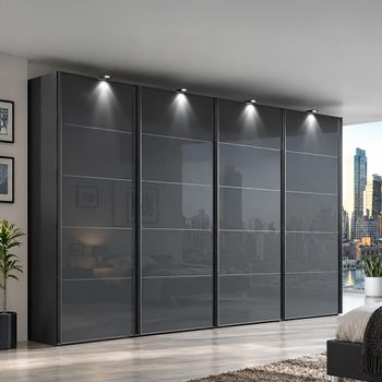 Westside 2 Havana Glass Front Sliding Wardrobe - Sizes Available