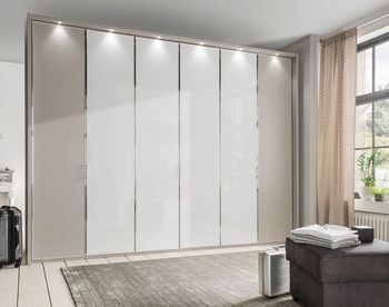 All In Grey and White Glass 6 Door Wardrobe