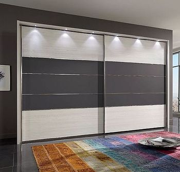 Arco White and Havana 2 Door Sliding Wardrobe