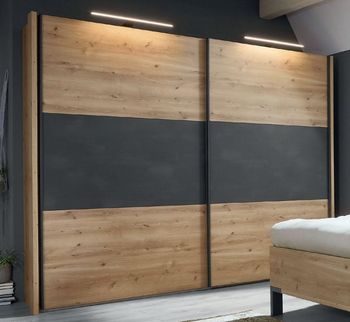 Breda Oak and Slate 250cm 2 Door Sliding Wardrobe