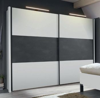 Breda White and Slate 300cm 2 Door Sliding Wardrobe