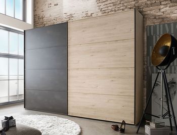 Brussels Oak and Slate 2 Door Sliding Wardrobe