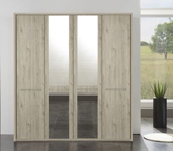 Dakar 2 Holm Oak 4 Door Mirror Wardrobe