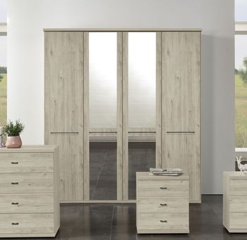 Dakar 2 Rustic Oak 200cm 4 Door Mirror Wardrobe