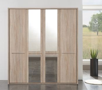 Dakar 2 Rustic Oak 206cm 4 Door Mirror Wardrobe