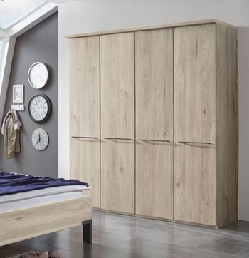 Dakar 2 Slate Handles Rustic Oak 4 Door Wardrobe