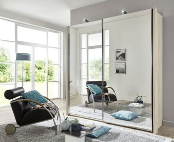 Miami2 2 Door Full Mirrored Holm Oak Carcase Sliding Wardrobe