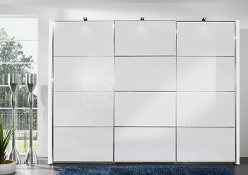 Miami2 White Glass 3 Door Sliding Wardrobe