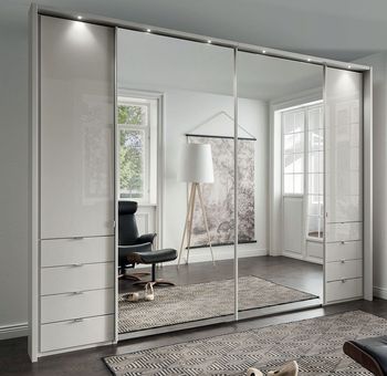 Nizza White Glass with Passepartout 4 Door Combi Sliding Wardrobe