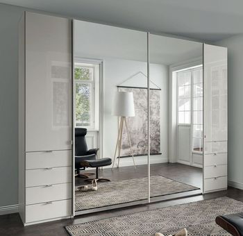 Nizza White Glass 4 Door Combi Sliding Wardrobe