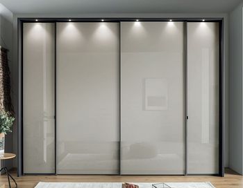 Nizza Champagne Glass and Havana Carcase 4 Door Sliding Wardrobe