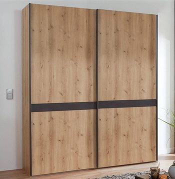 Rialto Oak and Slate Trim 2 Door Sliding Wardrobe