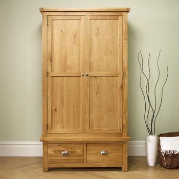 Woburn Rustic Oak 2 Door 2 Drawer Wardrobe