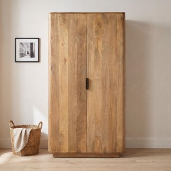 Wrenley Natural Mango Wood 2 Door Wardrobe