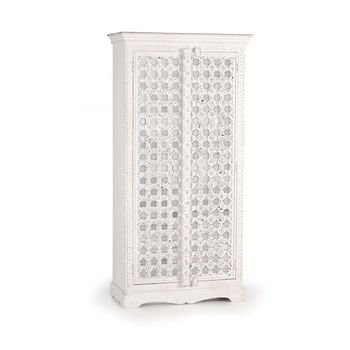 Yakima White Carved Mango Wood 2 Door Wardrobe