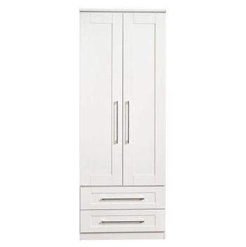 York White 2 Door 2 Drawer Tall Wardrobe