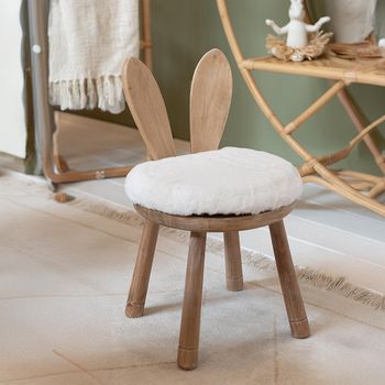 2 x Rabbit Ears Natural and White Wood Kids Chair